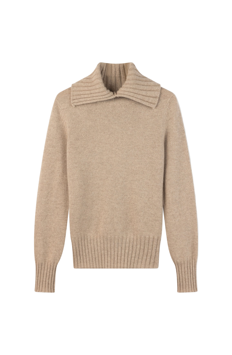 Gobi Cashmere Slit T-Neck Sweater, Main, color, Warm Grey