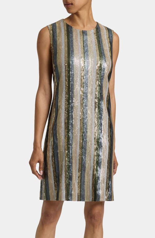 Santorelli Aretha Sleeveless Sequin Shift Dress In Gray