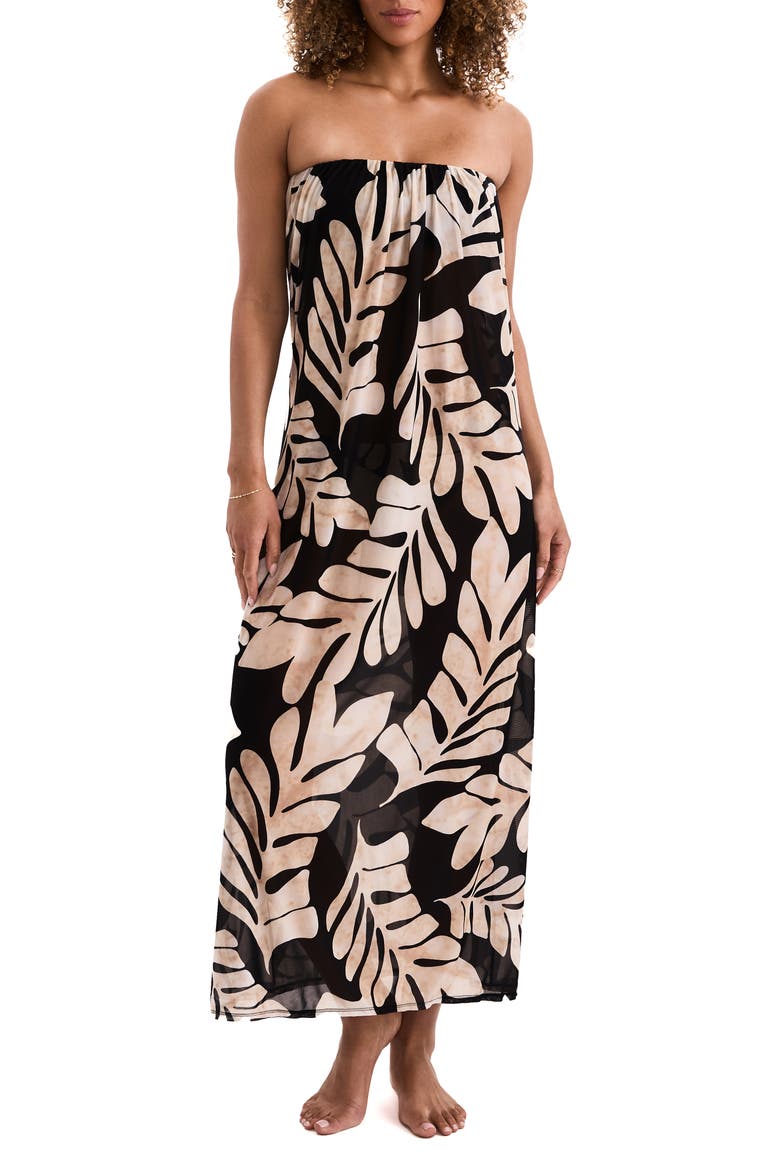 Ariel Strapless Cowl Back Semisheer Maxi Cover-Up Dress, Main, color, SONDER