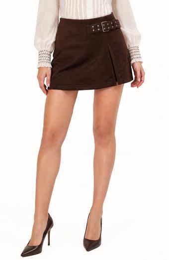 Studded Belt Faux Leather Miniskirt