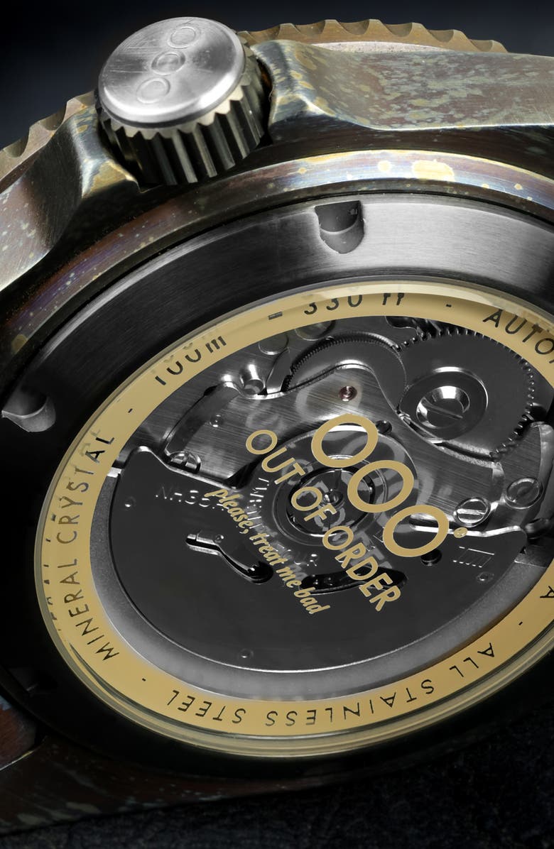 OUT OF ORDER Automatico Quaranta Sand Bracelet Watch, 40mm, Alternate, color, Black/ Gold