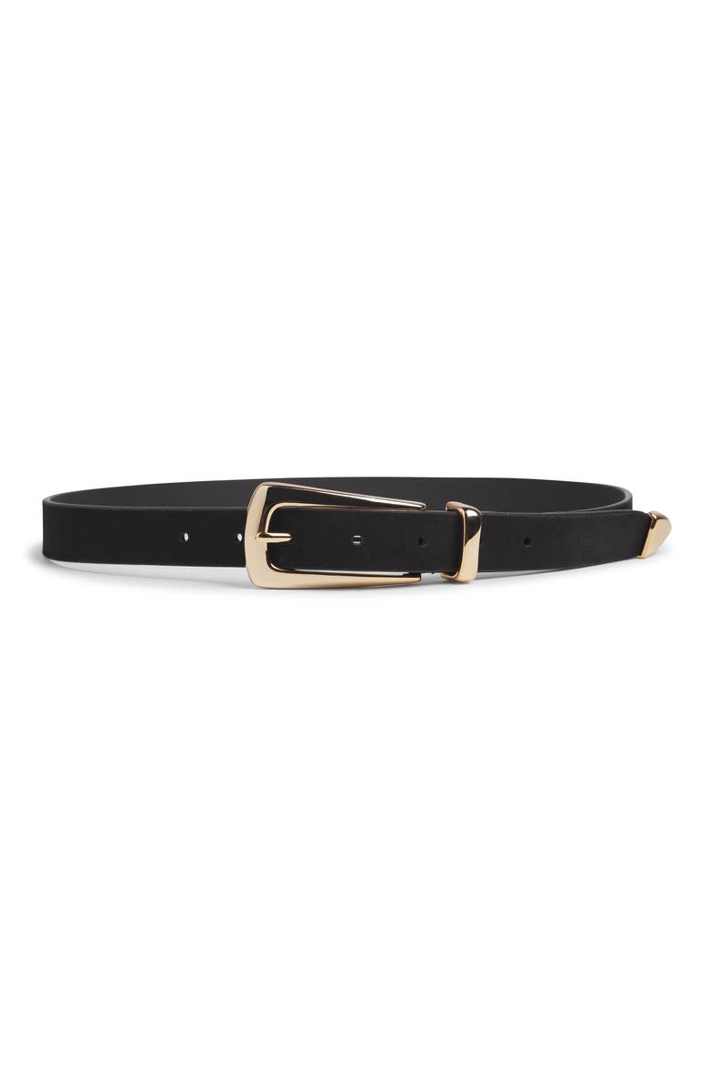 The Suede Statement Belt, Main, color, BLACK/ POLISHED GOLD