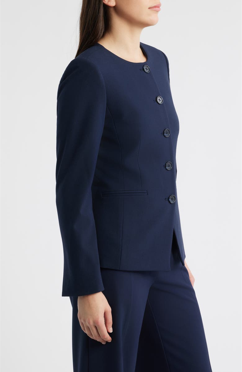 Tahari ASL Collarless Jacket, Alternate, color, New Navy
