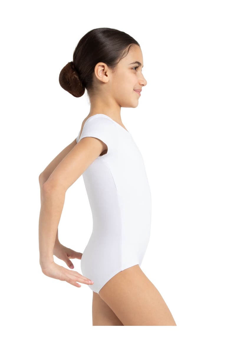 Team Basics Short Sleeve Leotard, Alternate, color, White