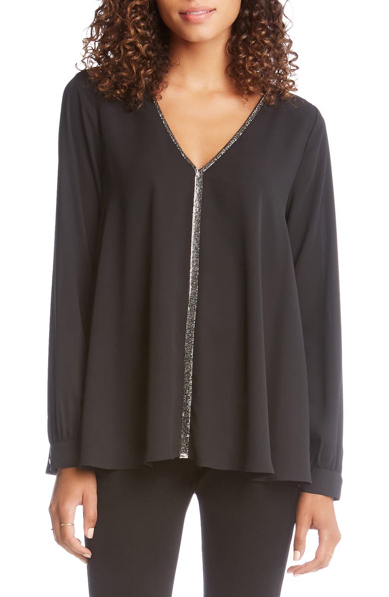 Karen Kane Sparkle Trim Top, Main, color, 