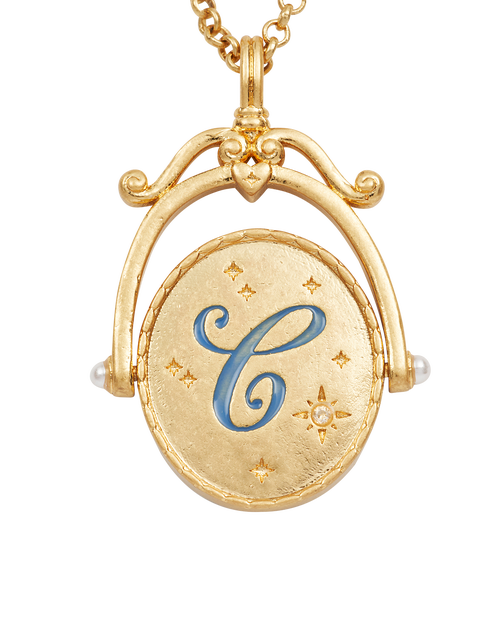 Fable England C Initial Cornflower Gold Spinner Chain Necklace In Gold