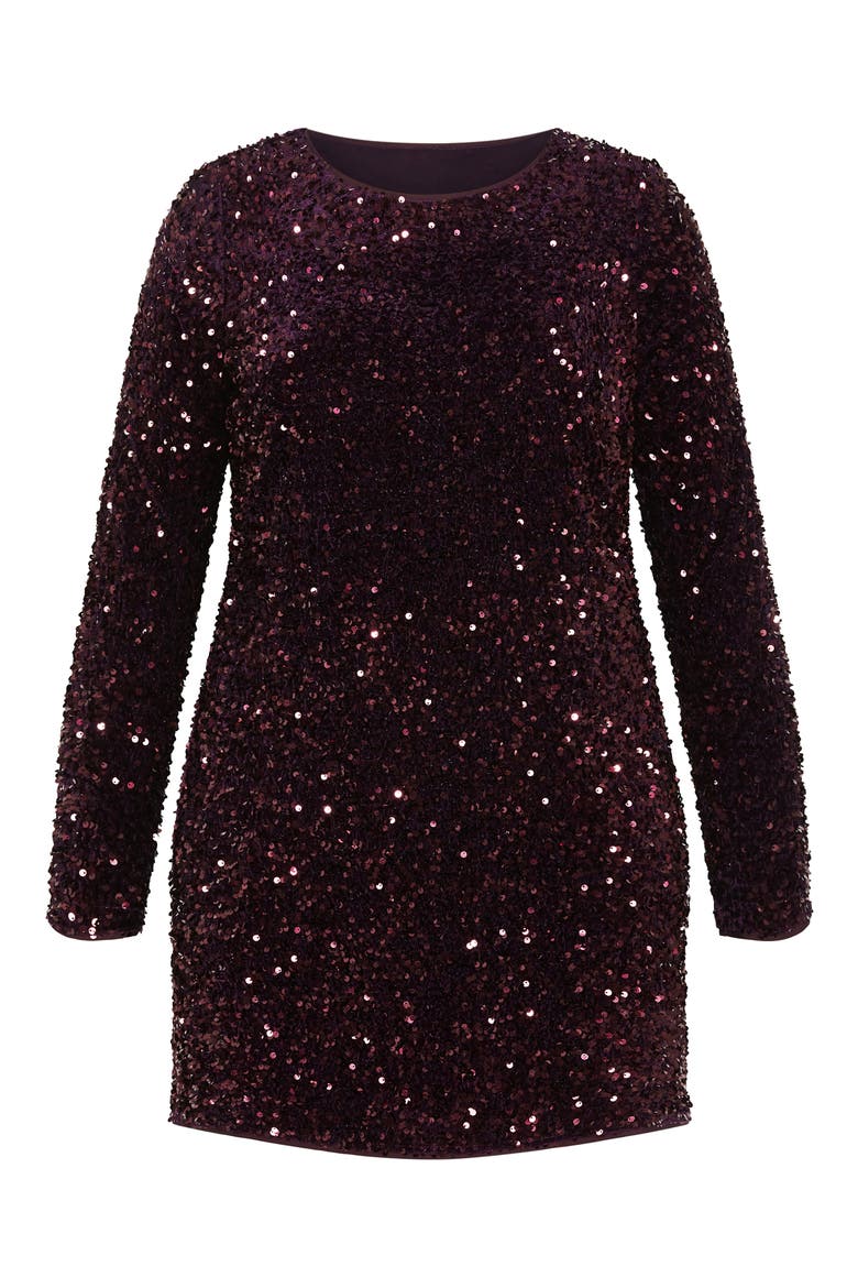 Winter Sequin Long Sleeve Dress, Alternate, color, PURPLE