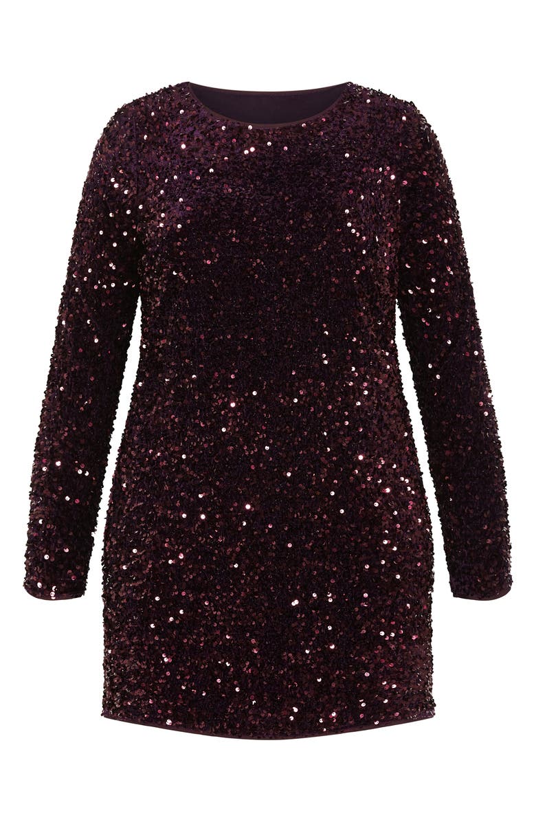 City Chic Winter Sequin Long Sleeve Dress, Alternate, color, 