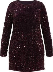 City Chic Winter Sequin Long Sleeve Dress