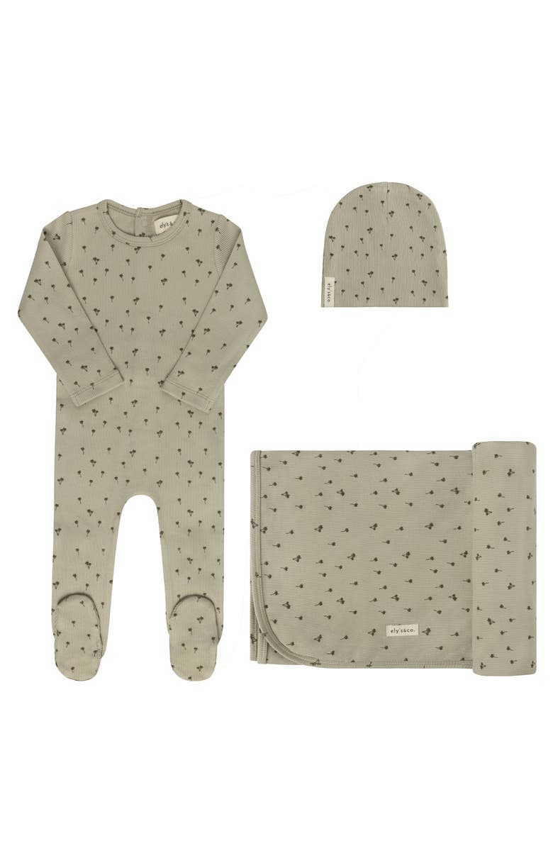 Ely's & Co. Printed Palm Trees Collection - Baby Boy Layette Set, Main, color, Sage