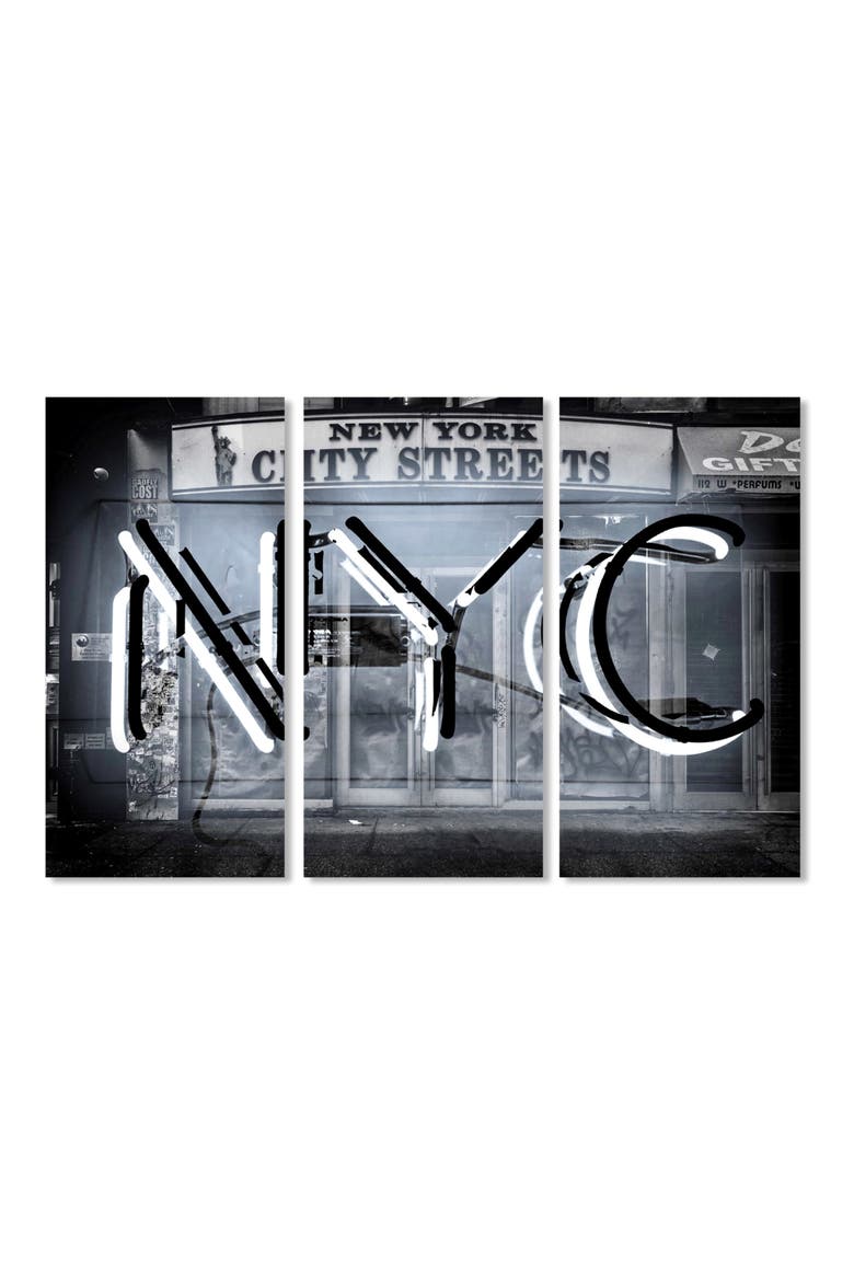 NYC Canvas Triptych Wall Art, Main, color, BLACK