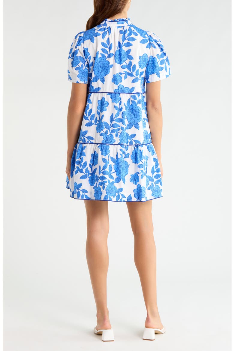 Candace Floral Tiered Cotton Minidress, Alternate, color, WHITE-BLUE-MULTI