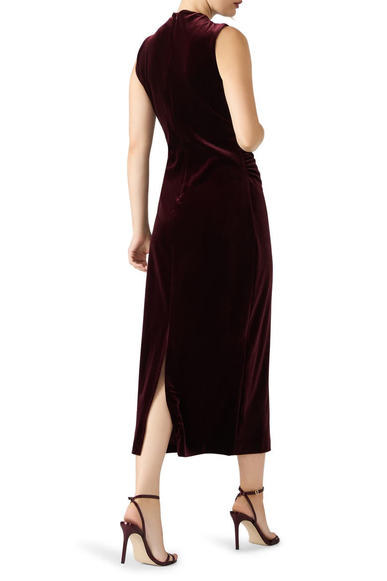 Mo Sleeveless Velvet Midi Dress, Alternate, color, VELVET WINE