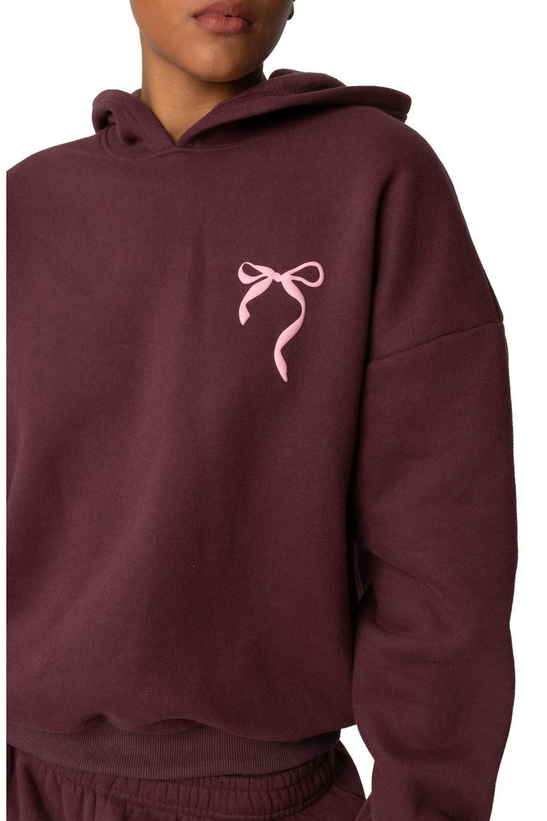Sasha Bow Detail Hoodie, Alternate, color, BURGUNDY