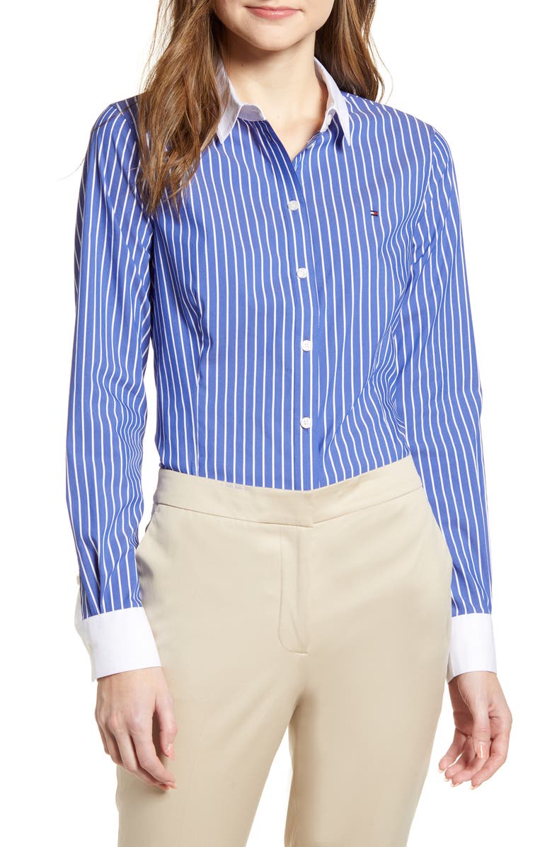 Tommy Hilfiger Stripe Button Front Shirt, Main, color, 