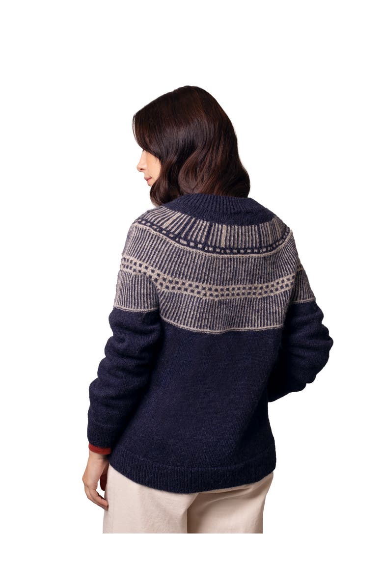 Celtic & Co. British Wool Yoke Stitch Cardigan, Alternate, color, Navy / Oatmeal