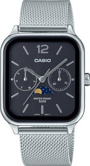 CASIO Moonphase Mesh Strap Watch, 44.5mm x 34mm