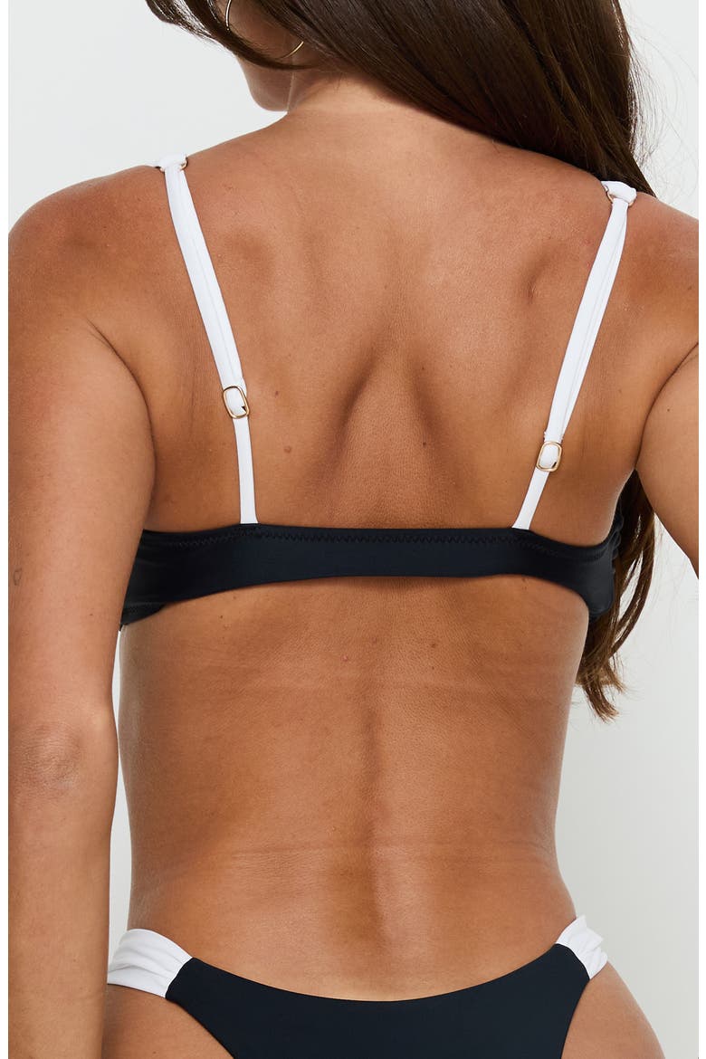 Siamese Triangle Bikini Top, Alternate, color, BLACK / WHITE