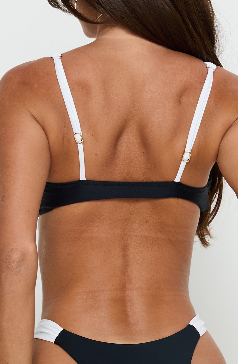 Princess Polly Siamese Triangle Bikini Top, Alternate, color, Black / White