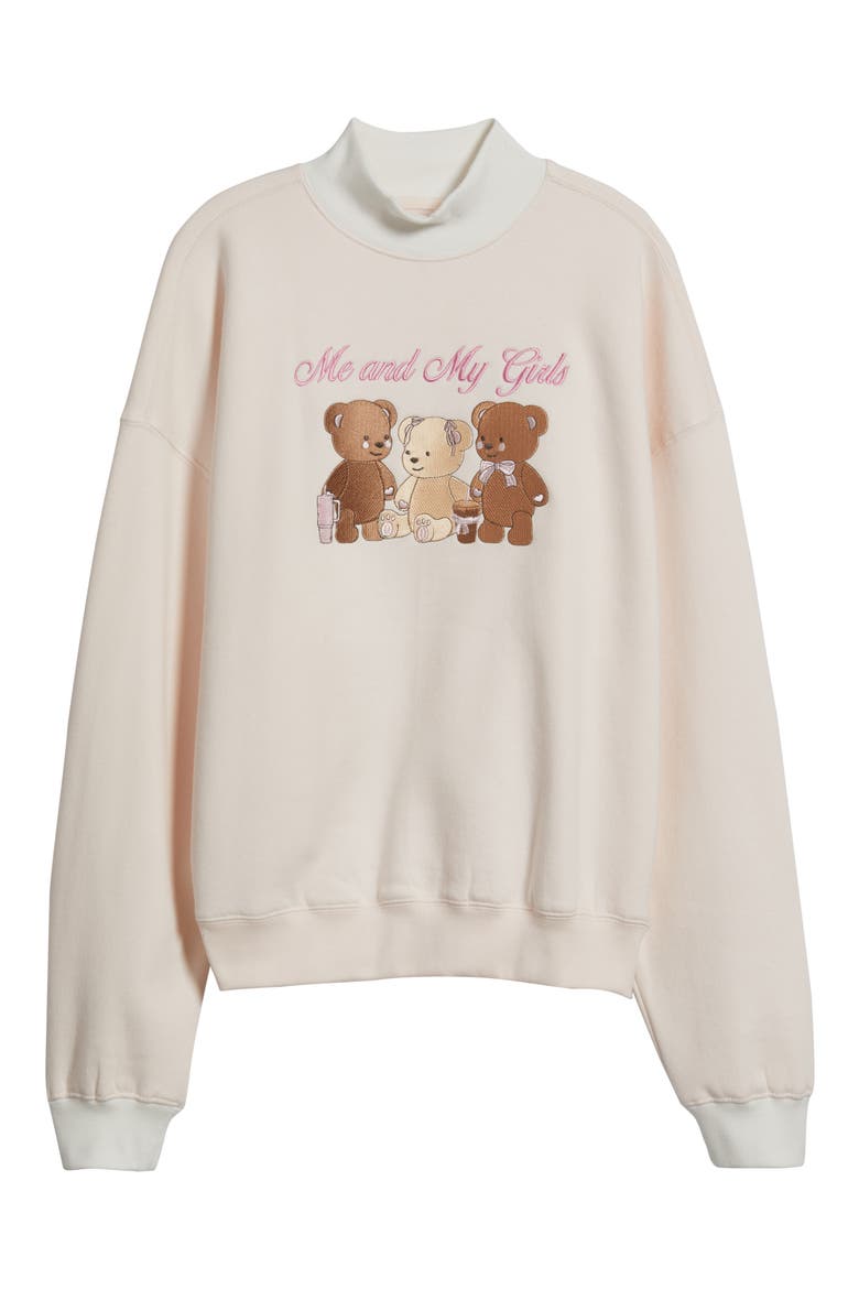 Me & My Girls Embroidered Mock Neck Graphic Sweatshirt, Alternate, color, BABY PINK
