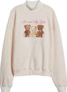 HAPPY CAMP3R Me & My Girls Embroidered Mock Neck Graphic Sweatshirt