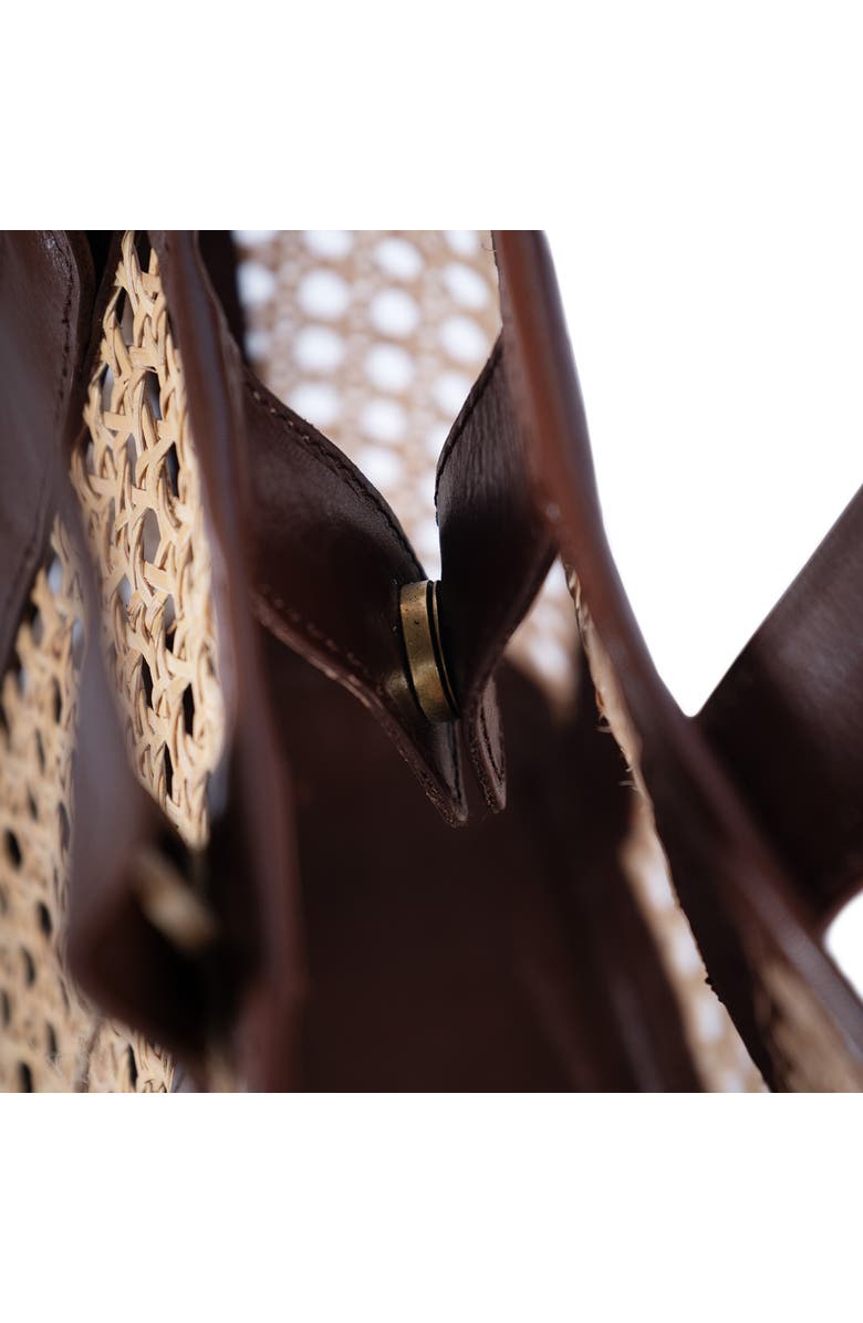 Jelavu Sandi Rattan & Leather Tote Bag, Alternate, color, Chocolate