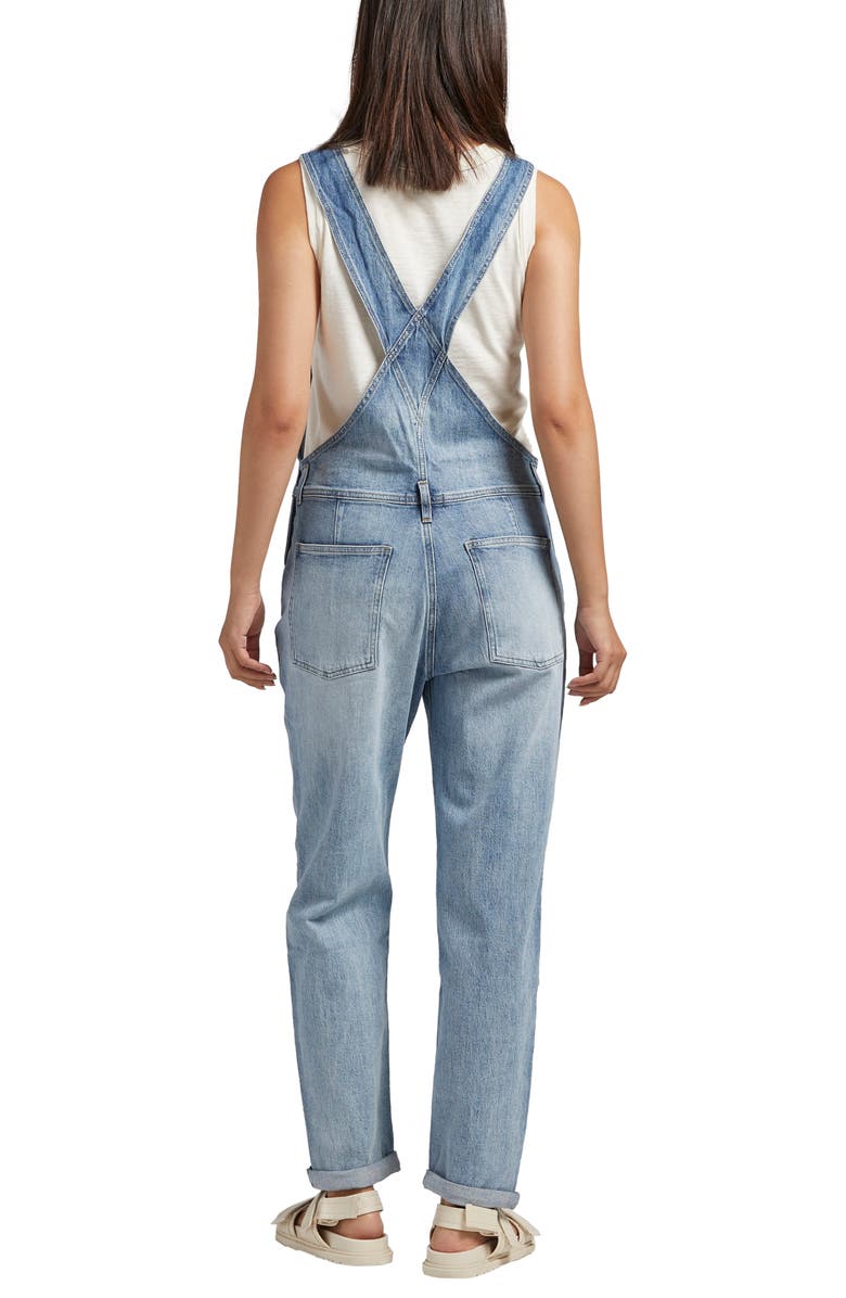 Silver Jeans Co. Baggy Straight Leg Denim Overalls, Alternate, color, 