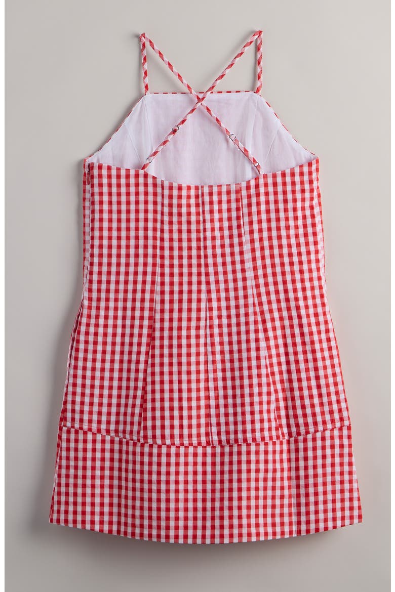 Kids' Gingham Apron Dress, Alternate, color, RED POINSETTIA GINGHAM