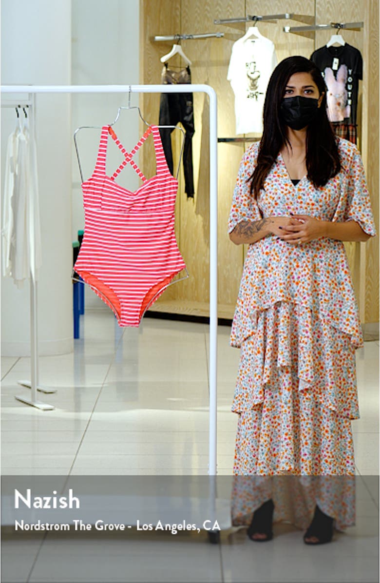 Stripe Square Neck Underwire One-Piece Swimsuit, sales video thumbnail