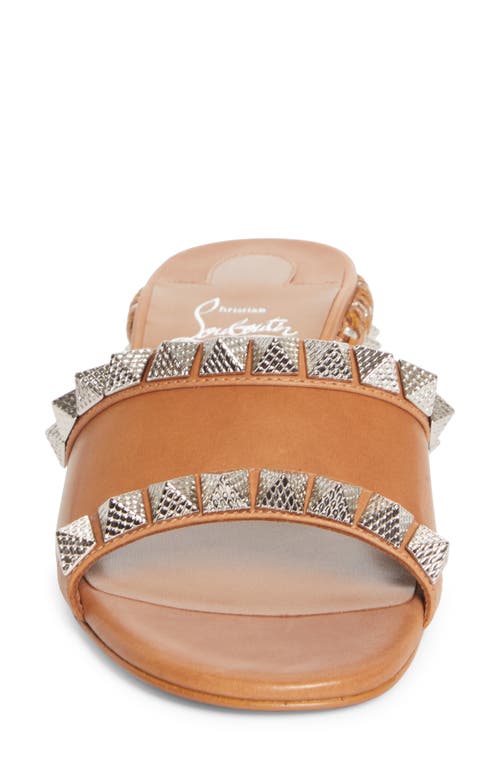 Christian Louboutin Pyramule 30 Spiked Leather Mules In Brown