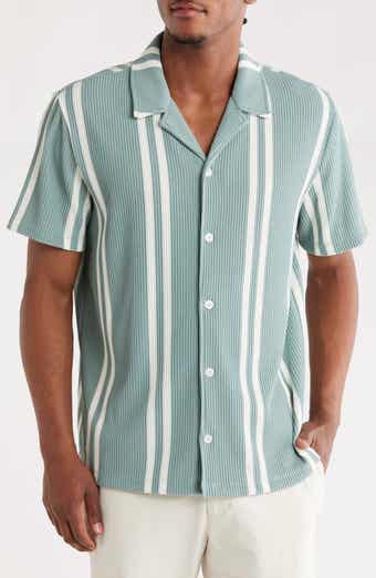 FOR THE REPUBLIC Stripe Short Sleeve Button-Up Shirt