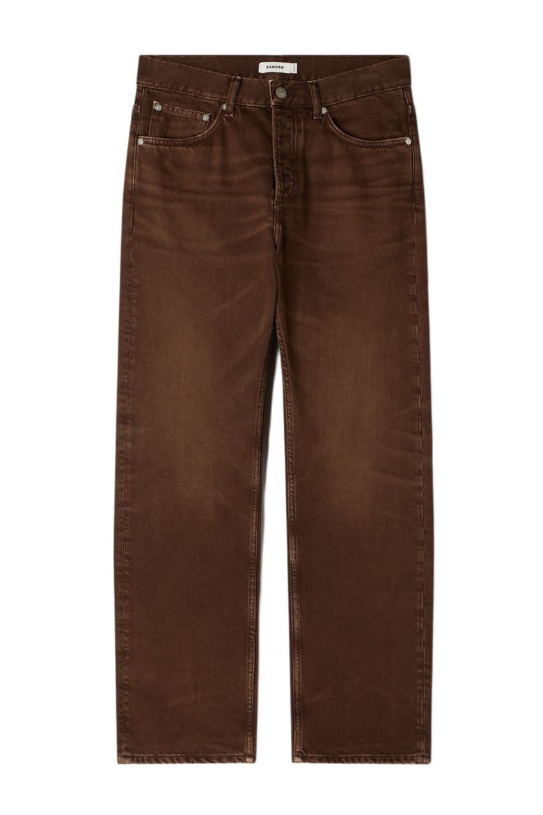 Regular washed-effect jeans, Alternate, color, Tobacco brown