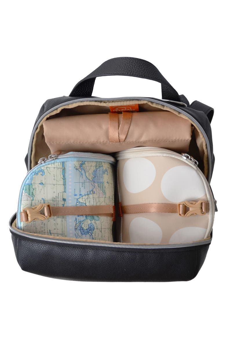 Hartland Faux Leather Convertible Diaper Backpack, Alternate, color, BLACK
