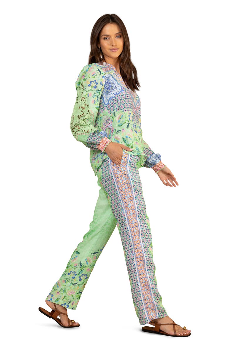 Hale Bob Azenor Washed Linen Pant, Alternate, color, Green