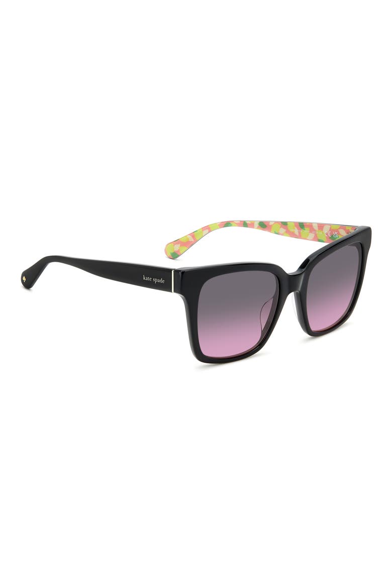 harlow gs 55mm gradient polarized square sunglasses, Alternate, color, BLACK