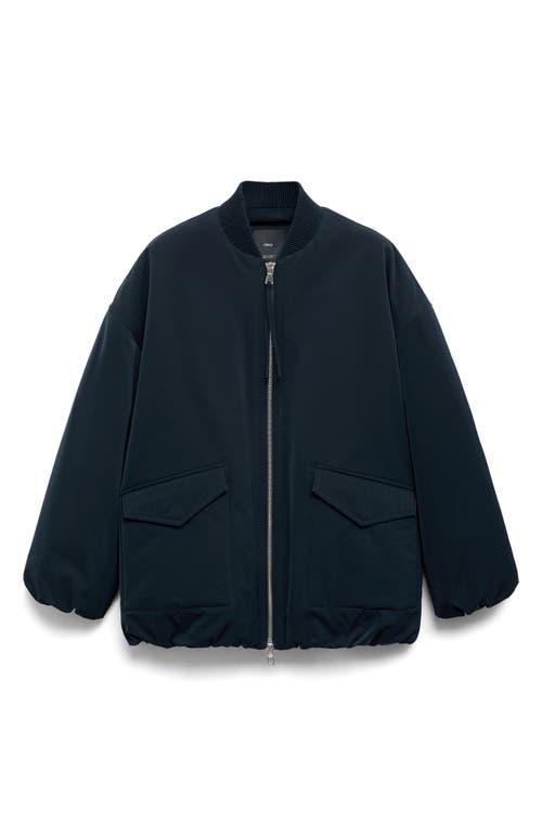 Mango Two-way Zip Bomber Jacket In Dark Navy
