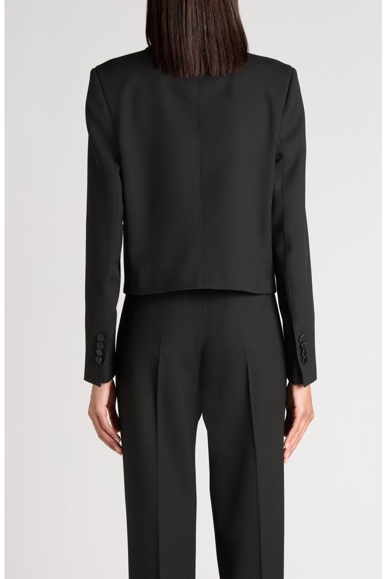 Wool Grain de Poudre Crop Tuxedo Jacket, Alternate, color, BLACK/ DEEP BLUE NAVY