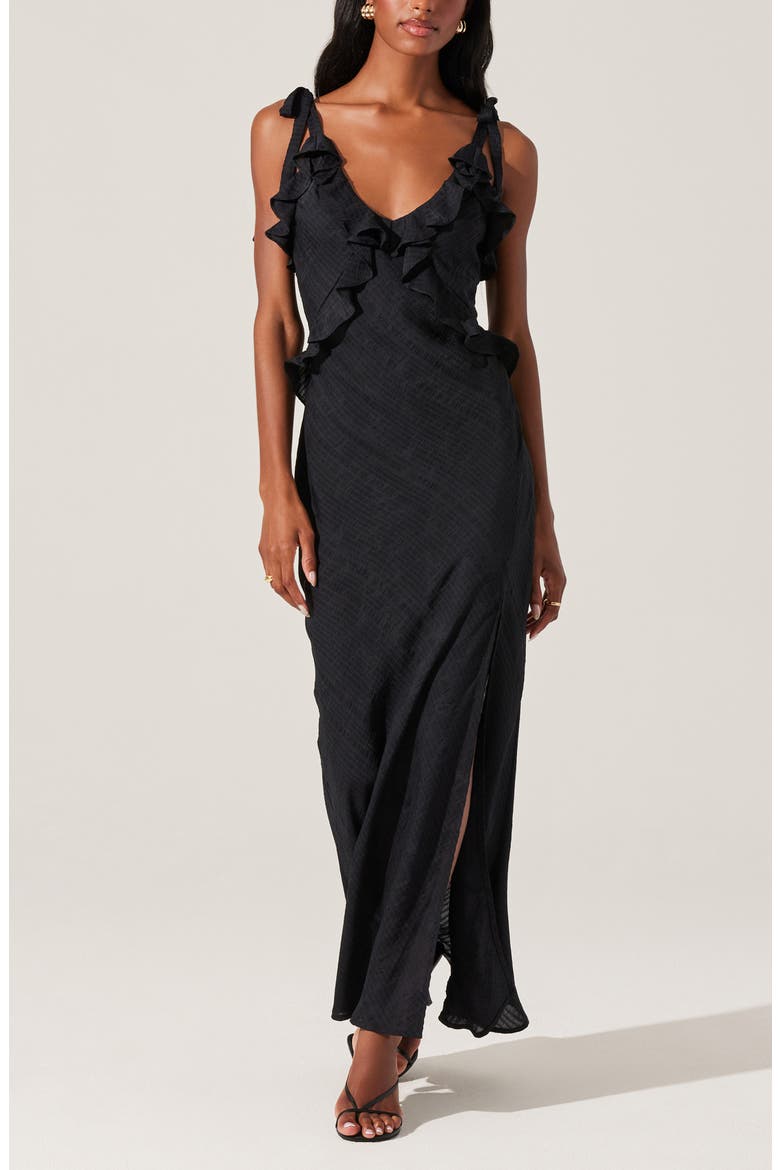 Sorbae Ruffle Detail Dress, Alternate, color, BLACK