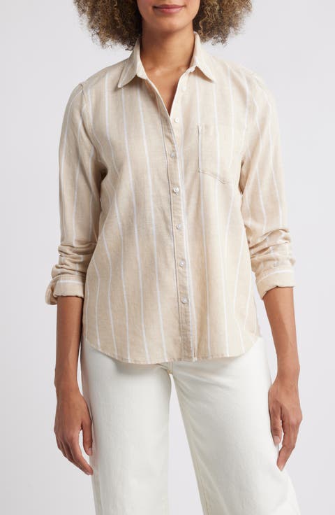 Linen Blend Button-Up Shirt