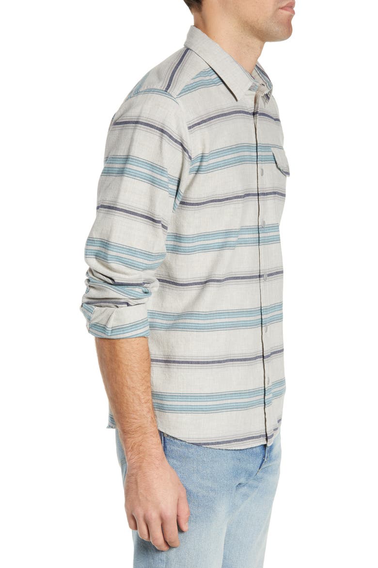 Regular Fit Organic Cotton Flannel Shirt, Alternate, color, TARKINE STRIPE DRIFTER GREY