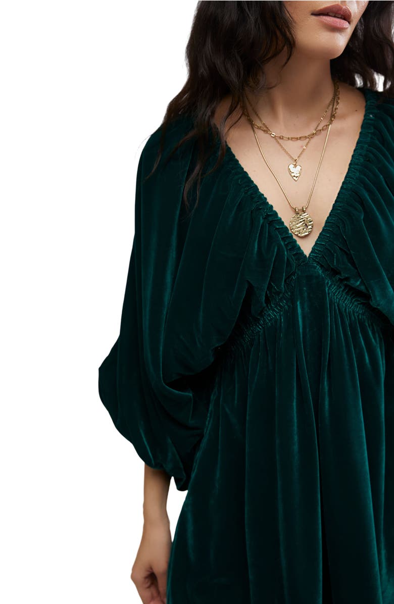 Free People Portia Velvet Babydoll Minidress, Alternate, color, Uncut Emerald