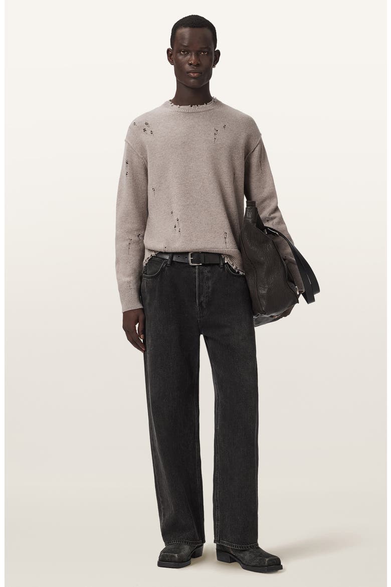 Wolf Distressed Crewneck Sweater, Alternate, color, FAWN BROWN