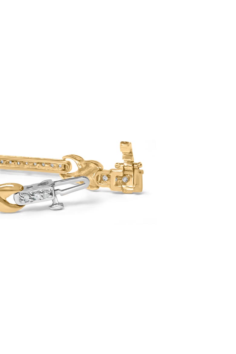 10K Yellow Gold 1.00 Cttw Pave Set Diamond Bar and X-Link Bracelet, Alternate, color, Yellow