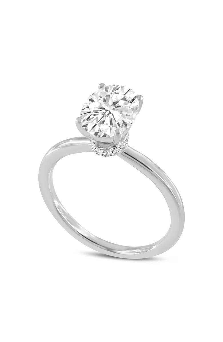 LuvMyJewelry Camilla 14K White Gold Oval Lab Grown Diamond Hidden Halo Engagement Ring - 1.75 Ct, Main, color, 14K White Gold