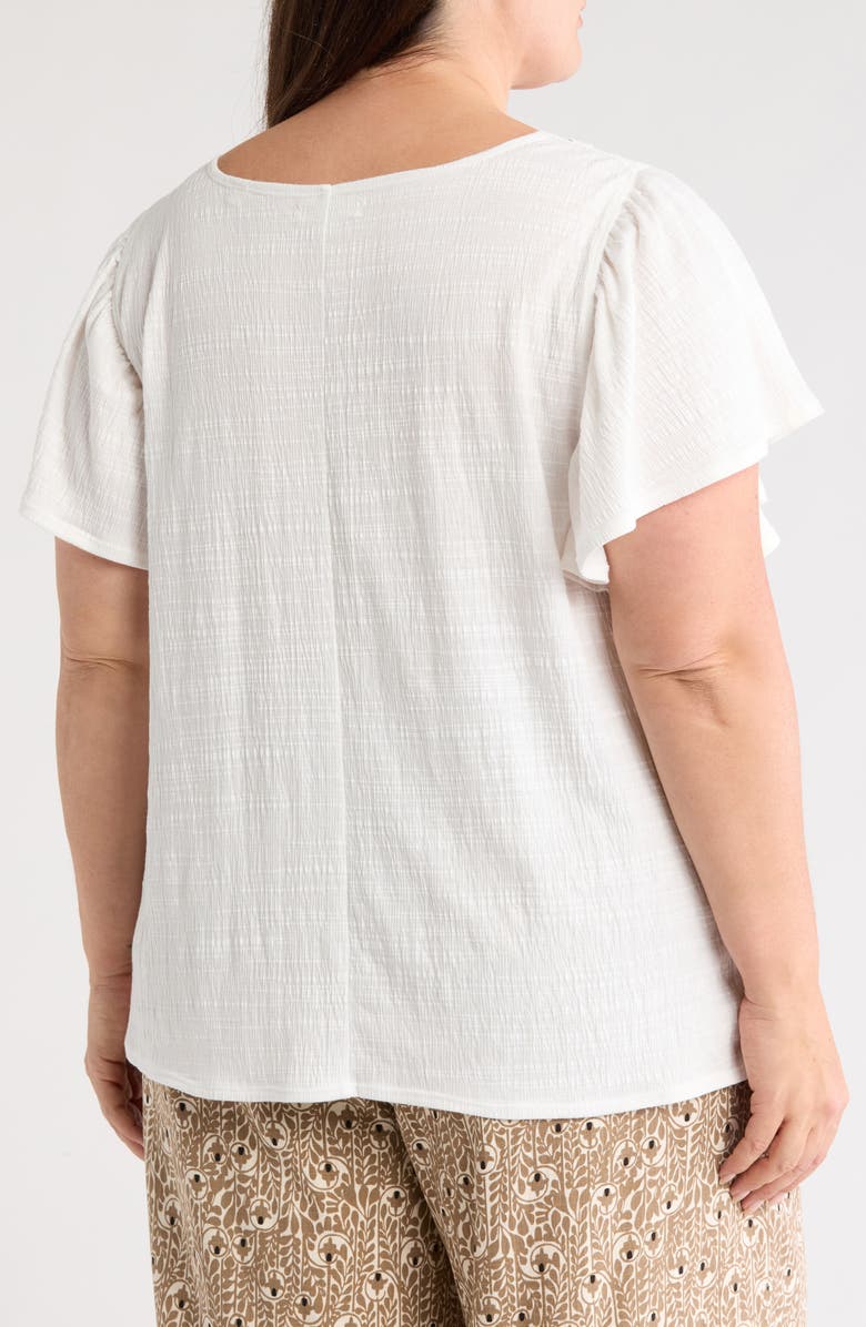 MAX STUDIO Lace Trim Flutter Sleeve Top, Alternate, color, White