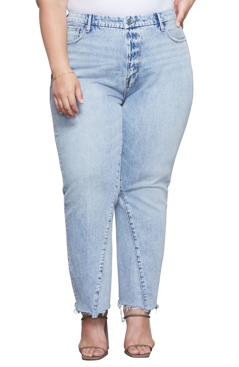 Good American Good Vintage Twisted Seam Straight Leg Jeans, Alternate, color, 