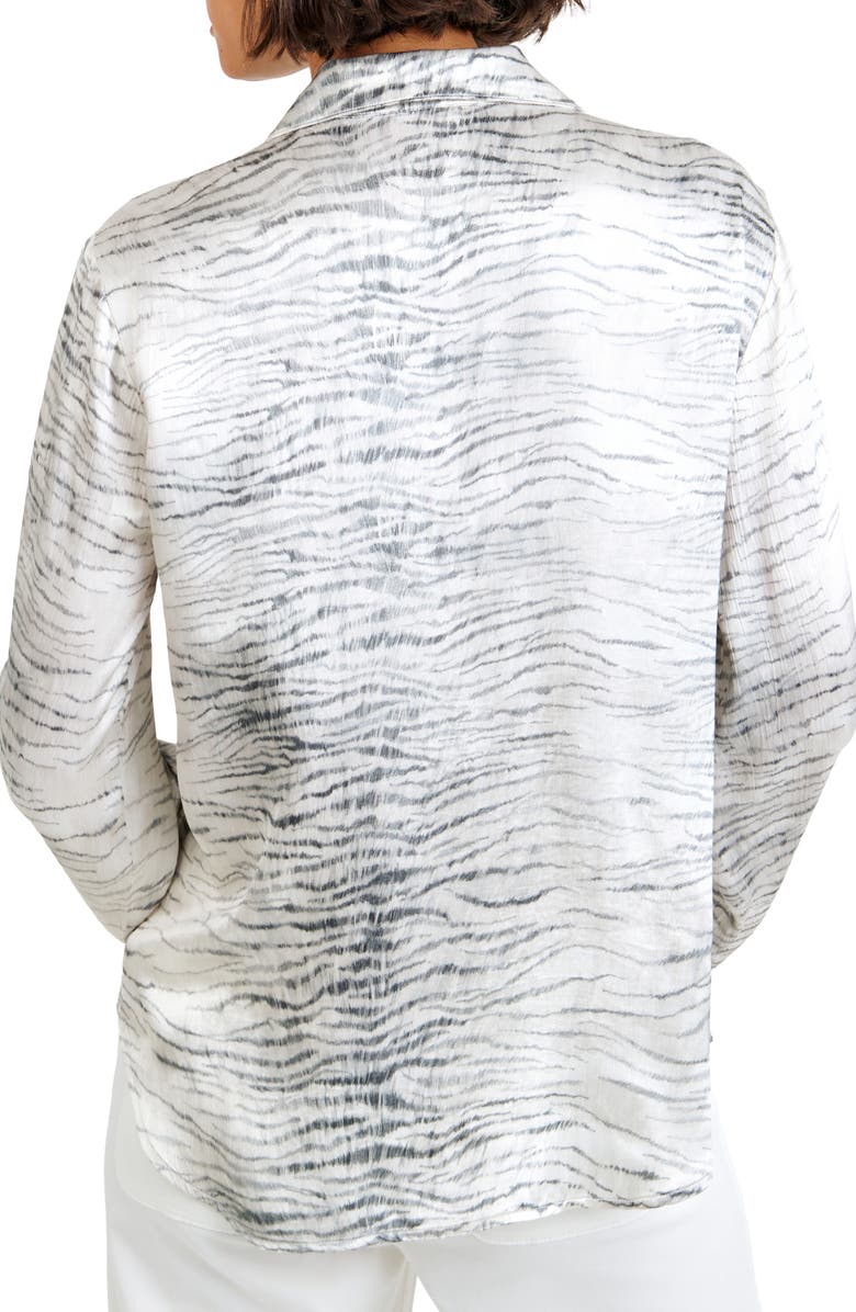 Bella Dahl Zebra Print Button-Up Blouse, Alternate, color, Snow Tiger