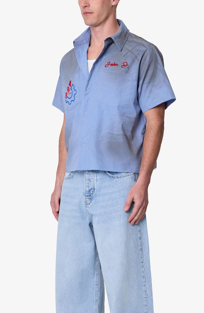 mnml Vintage Short Sleeve Button-Up Work Shirt, Alternate, color,