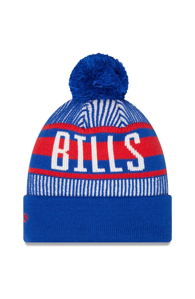 New Era Men's New Era Royal Buffalo Bills Striped Cuffed Knit Hat with Pom, Alternate, color, 