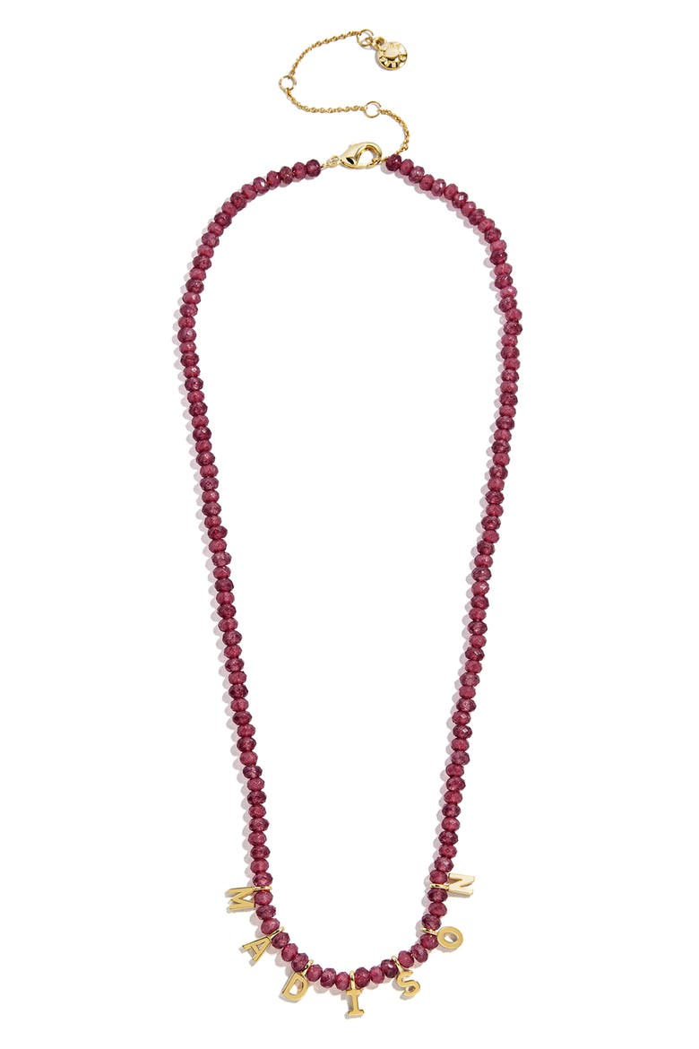 Beaded Custom Letter Necklace, Main, color, RED